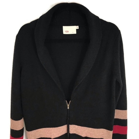 YOON cardigan sweater jacket Wool Cashmere with pockets Zipper Small - Picture 4 of 9